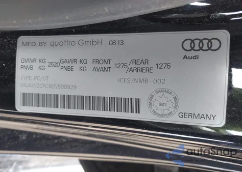 2014 Audi Rs 7 4.0 z USA, uszkodzony, nr VIN WUAW2CFC5EN900929